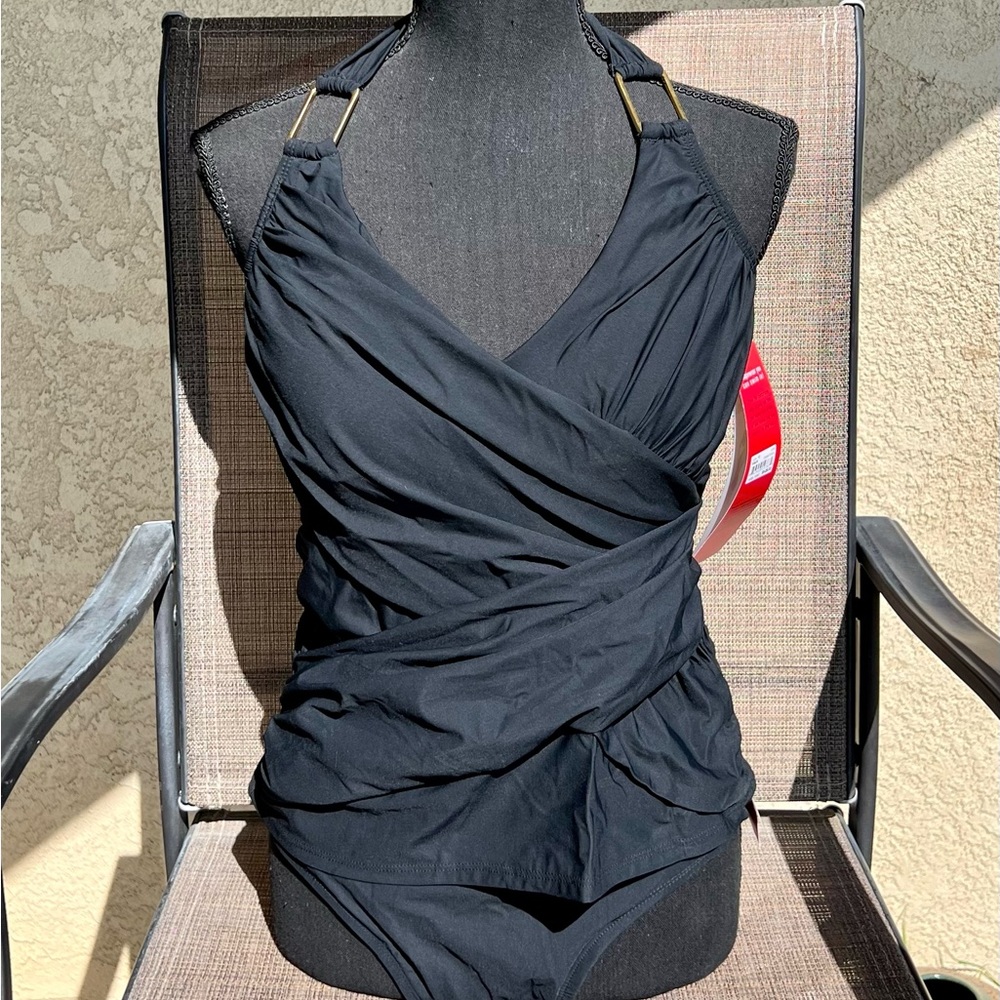 SPANX Whittle Waistline Draped Women's Tankini Swim Top Size 10